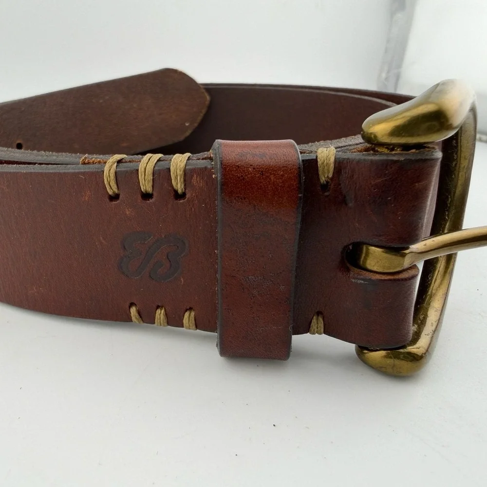 Eddie Bauer Belt XL Brown Excellent Italian Leather Handcrafted England 016-0654